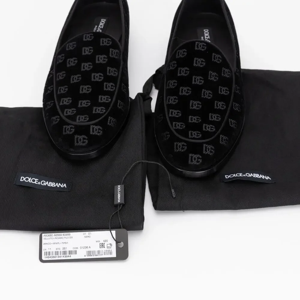 Dolce & Gabbana Men Monogram Smoking Slippers Black Size 8 (Store Display)